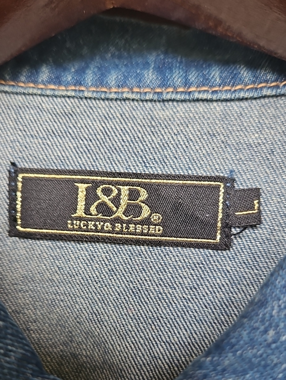 Lucky And Blessed Blue Denim Fringe Cowboy Western Button-Down Size Large Jacket - Picture 3 of 5